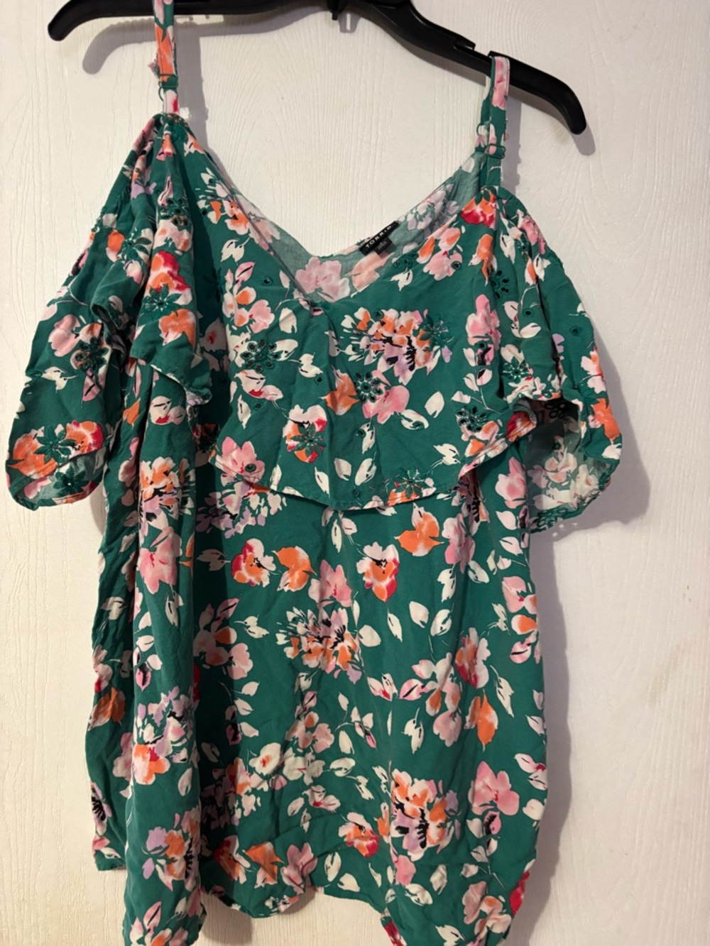 torrid Teal Green Floral Cold-Shoulder Cami